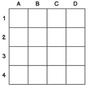 U velikom kvadrati 16 manjih oznacenih slovima A B C D i brojevima 1 2 3 4 