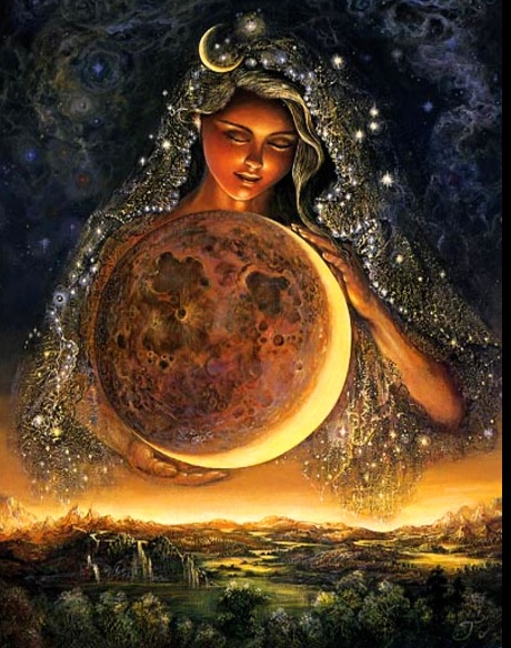 Devojka sa zvezdama u kosi drzi sferu Zemlje ispod koje je snop zlatne svetlosti