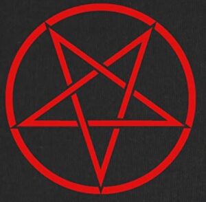 Na crnoj podlozi crvenim linijama nacrtan pentagram u krugu